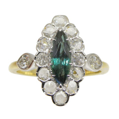 1.32 ct Alexandrite Diamond Cocktail Ring set in 18k White and Yellow Gold, GIA Certified Blue-Green to Purple