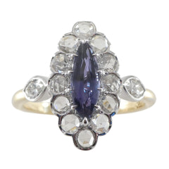 1.32 ct Alexandrite Diamond Cocktail Ring set in 18k White and Yellow Gold, GIA Certified Blue-Green to Purple