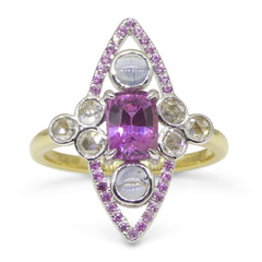 1.16ct Pink Sapphire Blue Sapphire & Diamond Cocktail Ring set in 18k Yellow and White Gold