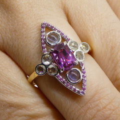 1.16ct Pink Sapphire Blue Sapphire & Diamond Cocktail Ring set in 18k Yellow and White Gold