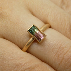 1.00ct Bi Color Tourmaline Stacker Ring set in 14k Rose Gold