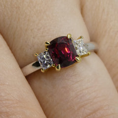 1.04ct Red Spinel & Diamond Ring set in 18k White and Yellow Gold