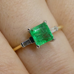 0.87ct Colombian Emerald Diamond Ring set in 18k Yellow and White Gold