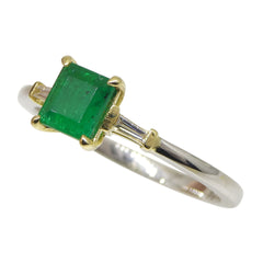 0.68ct Colombian Emerald Diamond Ring set in 18k White and Yellow Gold