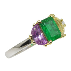 0.65ct Colombian Emerald & Sapphire Ring set in 18k White and Yellow Gold