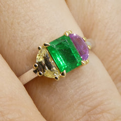 0.65ct Colombian Emerald & Sapphire Ring set in 18k White and Yellow Gold