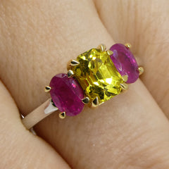 1.60ct Yellow Sapphire, Ruby Ring set in 18k White and Yellow Gold