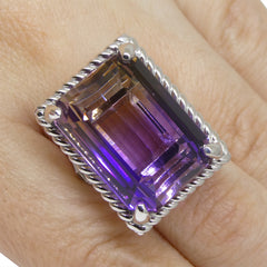 32ct Ametrine & Diamond Cocktail Ring set in 14k White Gold