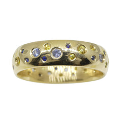 0.83ct Sapphire Starry Sky Band Ring set in 14k Yellow Gold, GIA Certified, custom designed and manufactured by David Saad/Skyjems.ca