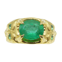 3.07ct Emerald Devil Mask Ring set in 14k Yellow Gold, custom designed and manufactured by David Saad/Skyjems.ca