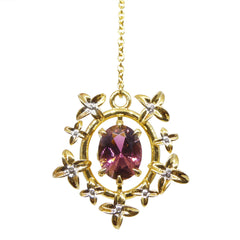 2.91ct Pink Tourmaline, Diamond Pendant set in 14k Yellow Gold, designed by Bella Jang, manufactured by David Saad/Skyjems.ca