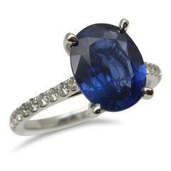 2.88ct. GIA Certified Sapphire & Diamond Ring in 18kt White Gold