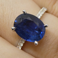 2.88ct. GIA Certified Sapphire & Diamond Ring in 18kt White Gold