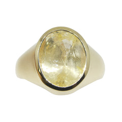 8.81ct Oval Unheated Yellow Sapphire Gent's Touching Ring for Astrology set in 10k Yellow Gold, custom designed and manufactured by David Saad/Skyjems.ca