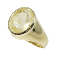 8.81ct Oval Unheated Yellow Sapphire Gent's Touching Ring for Astrology set in 10k Yellow Gold, custom designed and manufactured by David Saad/Skyjems.ca