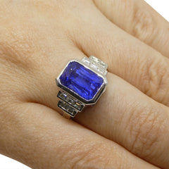5.62ct Cushion Blue Sapphire, Diamond Engagement Ring set in 18k White Gold, GIA Certified, custom designed and manufactured by David Saad/Skyjems.ca