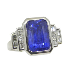 5.62ct Cushion Blue Sapphire, Diamond Engagement Ring set in 18k White Gold, GIA Certified, custom designed and manufactured by David Saad/Skyjems.ca