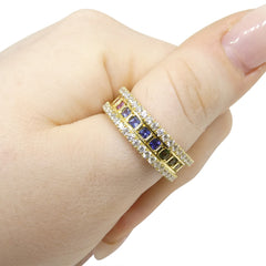 1.47ct Rainbow Sapphire, Diamond Gent's Ring set in 18k Yellow Gold, custom designed and manufactured by David Saad/Skyjems.ca