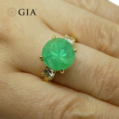 4.33ct Emerald, Diamond Engagement Ring set in 18k Yellow Gold, GIA Certified Colombia, custom designed and manufactured by David Saad/Skyjems.ca