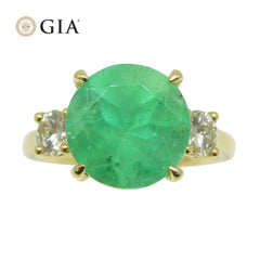 4.33ct Emerald, Diamond Engagement Ring set in 18k Yellow Gold, GIA Certified Colombia, custom designed and manufactured by David Saad/Skyjems.ca