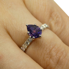 1.15ct Pear Purple Sapphire, Diamond Statement or Engagement Ring set in 18k White Gold, Unheated, custom designed and manufactured by David Saad/Skyjems.ca