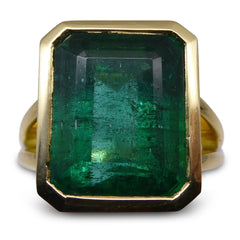 Emerald Cut Emerald Ring set in 14kt Yellow Gold