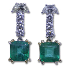 Emerald and White Sapphire Earrings set in 18kt Yellow and White Gold