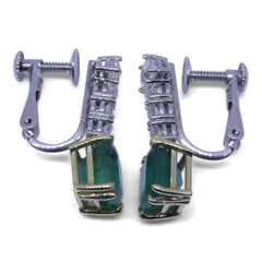 Emerald and White Sapphire Earrings set in 18kt Yellow and White Gold