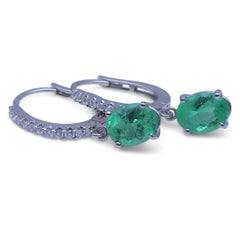 1.88 ct Emerald Diamond Earrings in 18kt White Gold