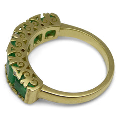 3.32ct Emerald 5 Stone Ring set with 0.03ct. Diamonds set in 18kt Yellow Gold custom designed and manufactured by David Saad of Skyjems.ca