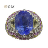 10.03ct Unheated Blue Sapphire Cluster Ring in 18kt White Gold