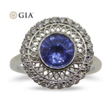 1.30ct Blue Sapphire & Diamond Ring in 18kt White Gold