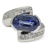 Fine Quality 5.39 ct Blue Sapphire & Diamond Ring in 18kt White Gold