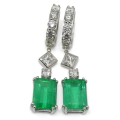 Emerald Diamond Earrings set in 14kt White Gold