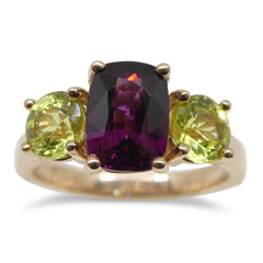 Skyjems Rhodolite Garnet and Greenish Yellow Chrysoberyl Ring in 14kt Rose Gold