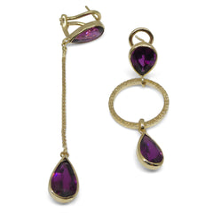 Rhodolite Garnet Earrings set in 18kt Yellow Gold custom designed and manufactured by David Saad of Skyjems.ca