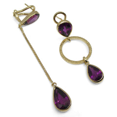 Rhodolite Garnet Earrings set in 18kt Yellow Gold custom designed and manufactured by David Saad of Skyjems.ca