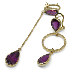 Rhodolite Garnet Earrings set in 18kt Yellow Gold custom designed and manufactured by David Saad of Skyjems.ca