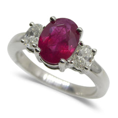 1.38 ct Ruby GIA Certified Ring with Diamonds set in 14kt White Gold