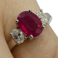 1.38 ct Ruby GIA Certified Ring with Diamonds set in 14kt White Gold