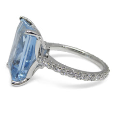 Aquamarine Ring set with Diamonds set in Platinum custom designed and manufactured by David Saad of Skyjems.ca