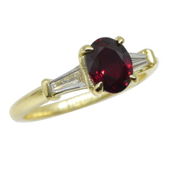 1.02ct Unheated Ruby Ring set with Diamonds in 18kt Yellow Gold custom designed and manufactured by David Saad of Skyjems.ca