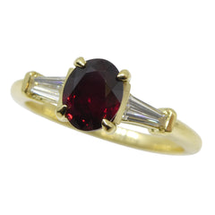 1.02ct Unheated Ruby Ring set with Diamonds in 18kt Yellow Gold custom designed and manufactured by David Saad of Skyjems.ca