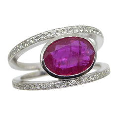 Ruby and Diamond Pinky Ring set in 14kt White Gold
