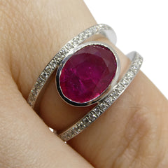 Ruby and Diamond Pinky Ring set in 14kt White Gold