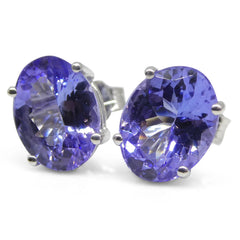 3.17 ct Tanzanite and 14kt White Gold Stud Earrings