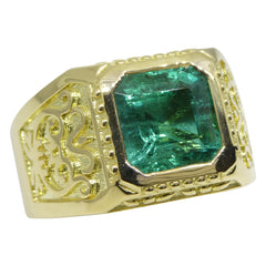 4.2ct Emerald Men’s Ring set in 18kt Yellow Gold custom designed and manufactured by David Saad of Skyjems.ca