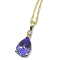 2.7ct Tanzanite pendant set with 0.05ct Diamonds set in 14kt Yellow Gold custom designed and manufactured by David Saad of Skyjems.ca