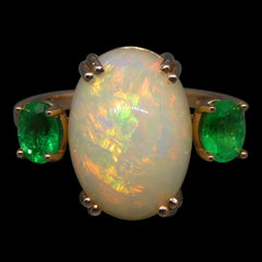 5.48ct Opal & Emerald Ring in 14kt Rose/Pink Gold