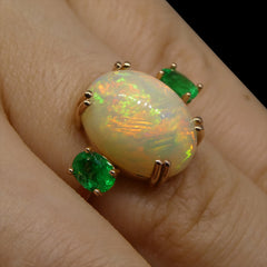5.48ct Opal & Emerald Ring in 14kt Rose/Pink Gold